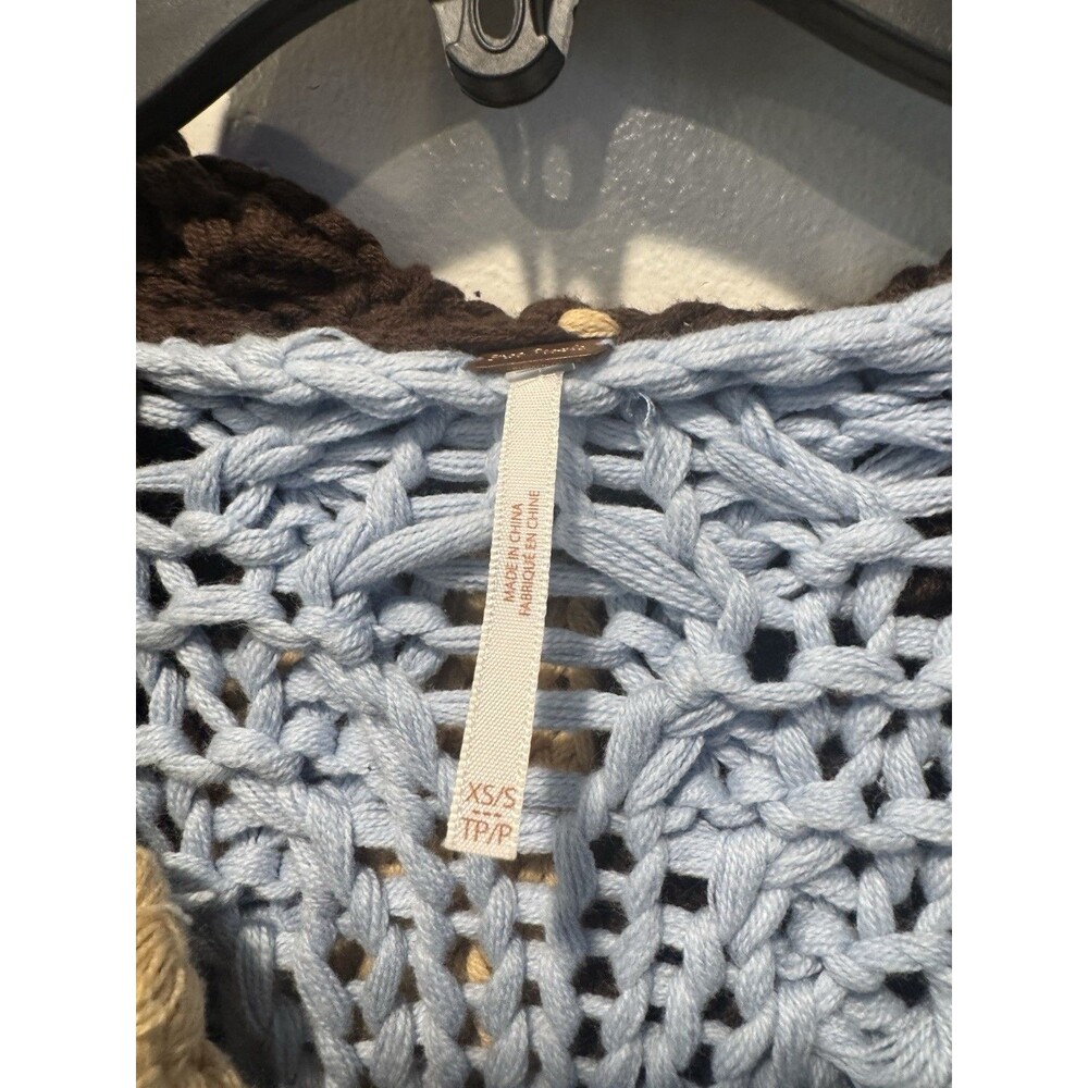 FREE PEOPLE Chunky Knit Boho Poncho Sweater Oversized Rare - Picture 7 of 11